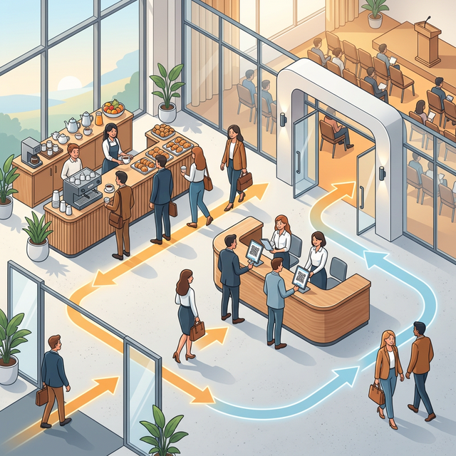 Illustrasjon av flyt i lokalet